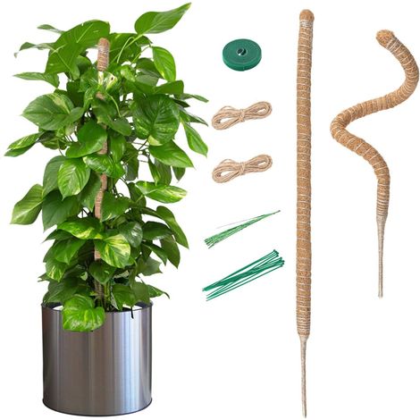 2 - Tuteur Coco - Fibre De Coco - Support Plante Grimpante - Flexible Et Réglable - Intérieur Monstera Pothos - Naturel - 70cm