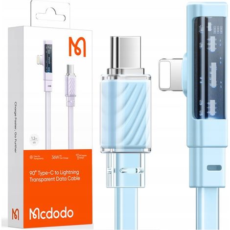 Cavo Lightning angolato Mcdodo piatto 36W per iPhone 13 14 blu 2M (1/5)