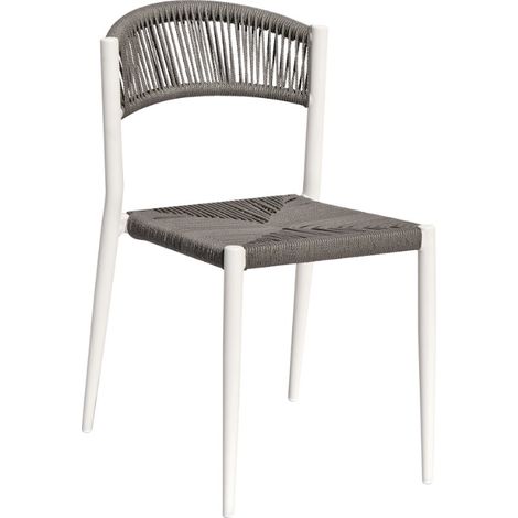 Sedia in alluminio bianco con seduta e schienale twist wicker grigio MALIGI HOME MG/MENTA Grigio (1/3)