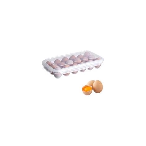 Boîte à Oeufs, 18 Grilles Boîte de Rangement des Oeufs Frigo en avec Couvercle, Plateau à œufs, Support à œufs pour Réfrigérateur, Conteneur de Stockage d'oeufs, Plastique, Transparente 32 x 18 cm