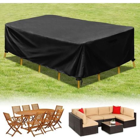 Housse de protection gris foncé - Bâche rectangulaire en polyester enduit PA pour tables de jardin,160×130×90cm (1/5)
