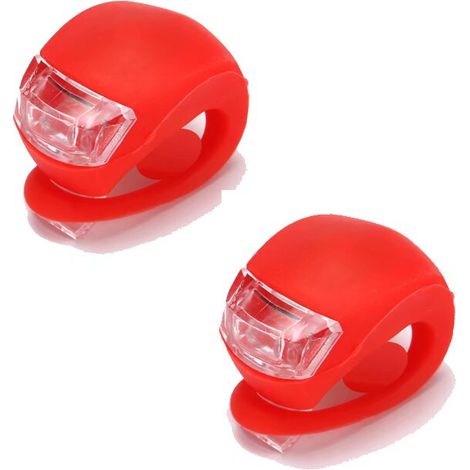 Lot de 2 phares avant et arrière à clipser en silicone pour vélo Rouge (1/5)