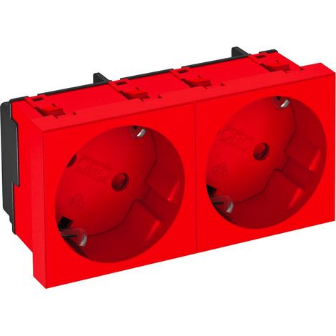 OBO Bettermann Enchufe 33°, contacto de protección doble 250V, 10/16A Policarbonato rojo señal RAL 3001, 6120109