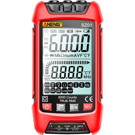 Multimètre SZ01 TRMS auto rouge 6000 pts sans pile (1/5)