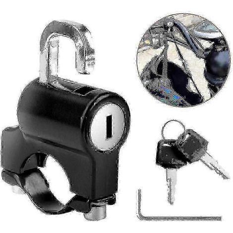 Antivol universel pour casque de moto, antivol de sécurité, entièrement en métal noir avec 2 clés, compatible avec les guidons de 22 à 26 mm (1/5)