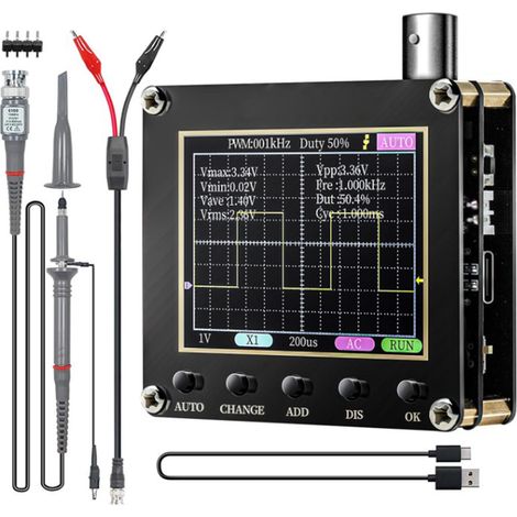 Oscilloscope numérique portable 2,4 pouces, affichage forme d'onde, test transistors, mesure signal électronique, outil de diagnostic de terrain (1/5)