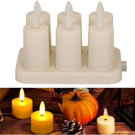 6 Bougies LED Rechargeables Sans Flamme avec Flamme Oscillante Réaliste et Télécommande, Décoration de Sapin et de TableL (1/5)