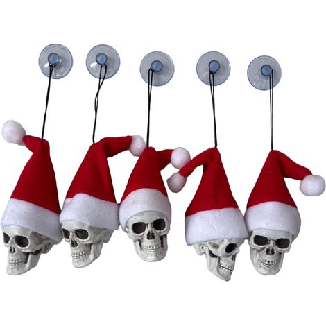 Lot de 5 décorations à suspendre en forme de tête de mort pour cheminée, porte, sapin de Noël, centre de table, décoration de vacances (1/5)