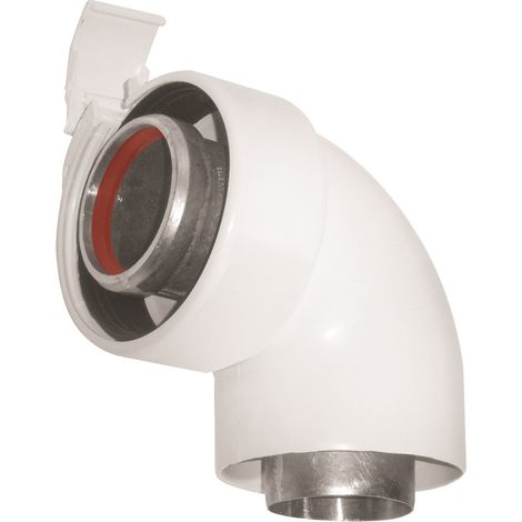 Ubbink – Coude 90° Rolux vent 60/100 en aluminium et PVC – Raccord concentrique avec joint incorporé – Étanchéité renforcée pour chaudières à gaz