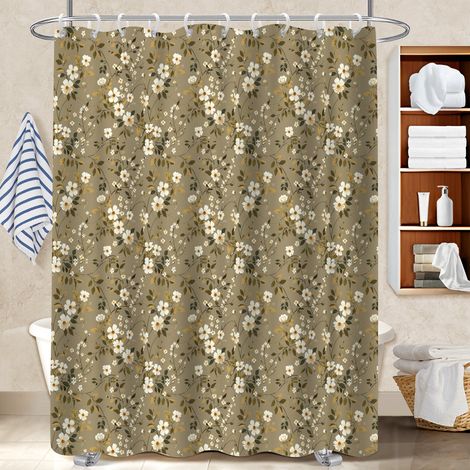 Ensemble rideau de douche polyester avec anneaux 180x180 original bâche polyester douche pour baignoire asymétrique (1/5)