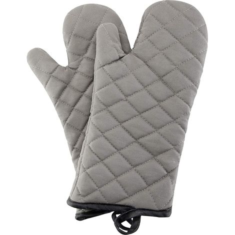 Oven Mitts - Heat Resistant Up To 230 °C - For Oven Barbecue Cast Iron Pan - Grey - 14 Inches - 2 Pieces (1/5)