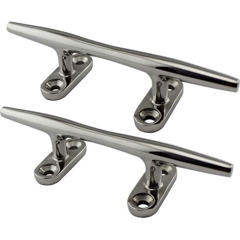 Lot de 2 taquets à base creuse en acier inoxydable 316 de 200 mm pour bateau, quai, corde, crampons à base creuse