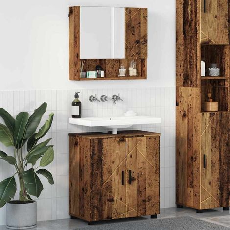 vidaXL Badezimmermöbel-Set 2 pcs Altholz Holzwerkstoff & Metall (1/5)