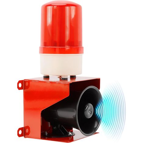 Sirène industrielle 115 dB étanche IP65 avec flash 220 V Voyant d'avertissement pour ports, docks, usines, écoles, maisons (1/5)