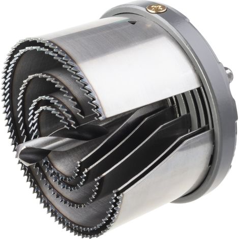 wolfcraft - Scie Cloche Multi-Lames - Diamètre 28. 35. 50. 68. 74 mm - Profondeur de coupe 40 mm. Foret Centreur - réf. 2220000
