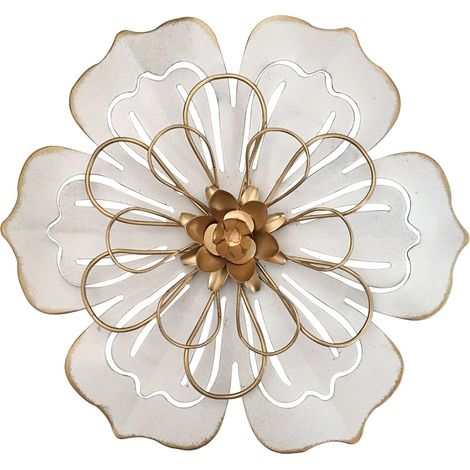 Décoration murale en métal de 21 cm – Sculpture florale moderne et rustique – En fer vieilli – Œuvres d'art pour intérieur, cuisine, chambre à coucher, salon, bureau, extérieur, jardin, terrasse – 06 (1/3)