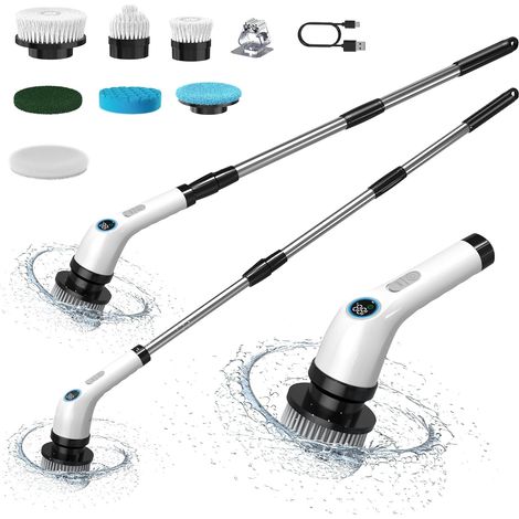 Brosse de nettoyage électrique 3000mAh ROQIOO sans fil extension réglable 2 vitesses salle balcon (1/5)