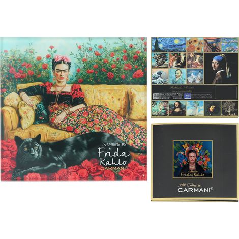 Carmani, posavasos de cristal de 11,5 x 11,5 cm inspirado en las pinturas de Frida Kahlo. (1/5)