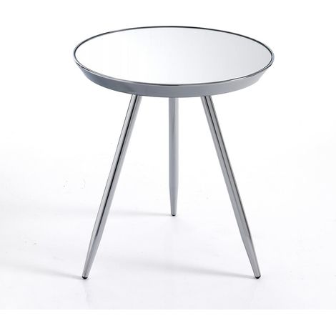 Tavolino comodino design metallo cromato vetro specchio Irvine Chrome (1/3)