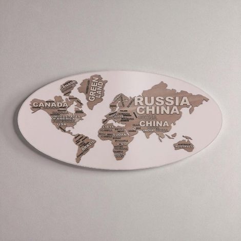 Quadro ovale Planisfero 59x119 cm figura lavorata a legni sovrapposti (1/4)