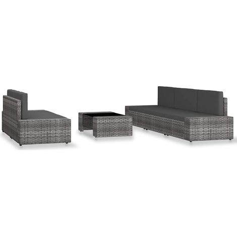 Maison Exclusive - 6-tlg. Garten-Lounge-Set Poly Rattan Grau (1/5)