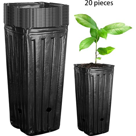 Lot de 20 grands pots de plantation, pots en plastique avec trous de drainage de 20 cm de haut, pots pour semis et fleurs, adaptés pour (1/5)