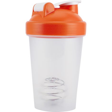 400 ml Protein-Wasserflasche aus Kunststoff, BPA-frei, orange, ideal für Fitness und Sport. (1/5)