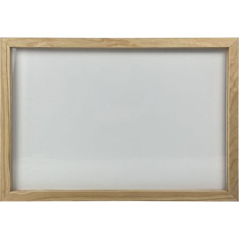 Cadre en bois brut dimensions 63 x 43 cm avec ardoise plexiglass transparente - Fabrication française (1/4)