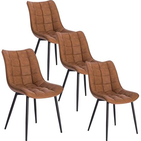 WOLTU 4Pcs dining chairs Living Room chairs Faux Leather with Padded Seat chairs Light Brown