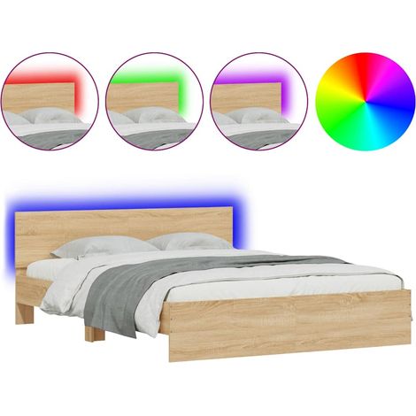 Maison Exclusive - Cadre de lit avec LED sans matelas chêne sonoma 160x200 cm (1/5)