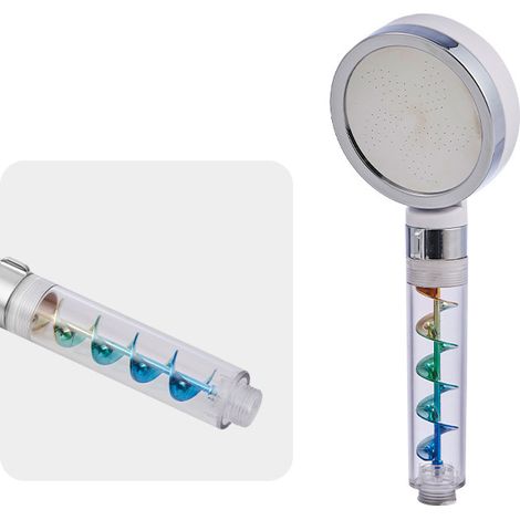 Pommeau de douche filtrant, adoucisseur d'eau, filtration multiple, élimination du chlore, douchette à main, hydratant et nourrissant pour la peau, type A, argent (1/5)