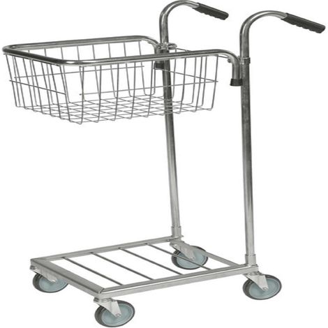 Mini carrello con freno e ripiano cestello regolabile, Nero/Bianco 660x385x1090