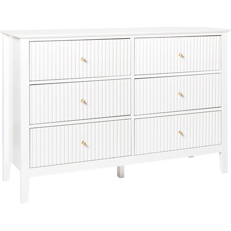 Kommode mit 6 Schubladen ASSISI Weiß