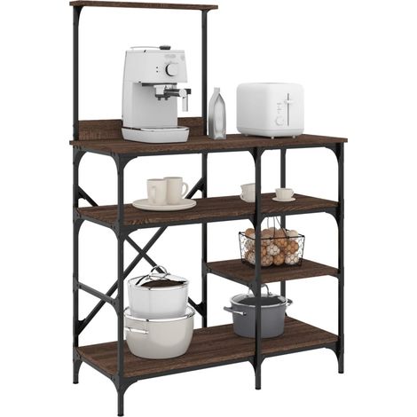 Bäckerregal Braun Eichen-Optik 90x40x132cm Holzwerkstoff Metall