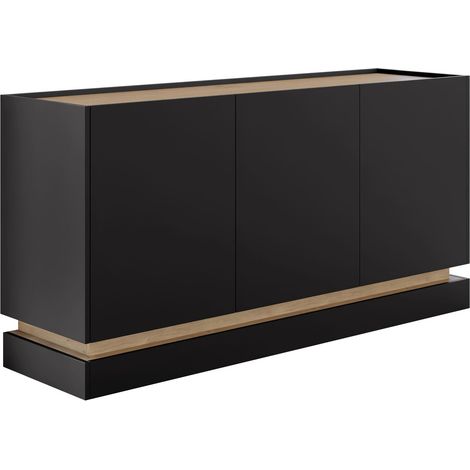 Aparador Comfivo Tilia I, Negro + Roble, 75x160cm, Número de puertas: 037cm, Aglomerado laminado