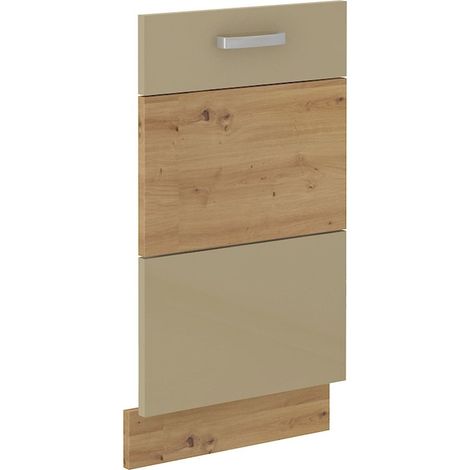 Frontblende vollintegrierten Geschirrspüler 45 Eiche Artisan + Cappuccino Glanz (1/2)