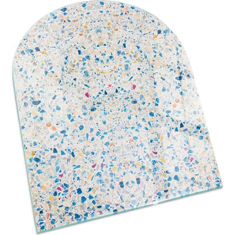 Funkenschutzplatte für Kamin Hitzeschutz Schutzplatte Hartglas Dekorative Glasbodenplatte Abstraktes Strukturmuster 80x70 cm