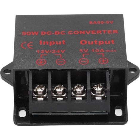 Jeffergarden Adaptateur convertisseur de puissance DC 24V 12V vers régulateur de tension 5V 10A pour enregistreur de moteur EA50-5V (1/5)