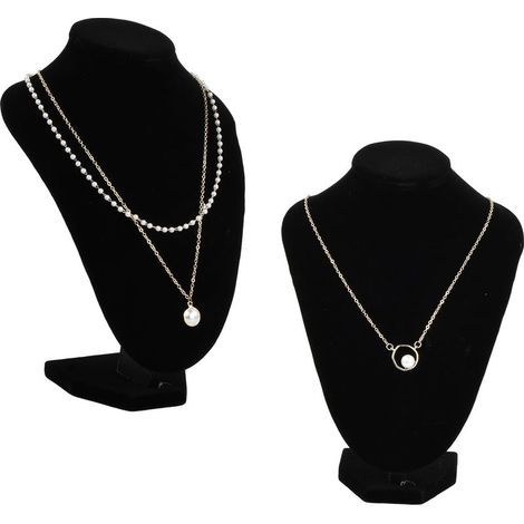 GDHZS-  Lot de 2 Présentoir de Collier en Velours, 11.5x20.5cm Présentoir à Bijoux Buste, Porte-collier Présentoir de Bijoux pour (1/5)