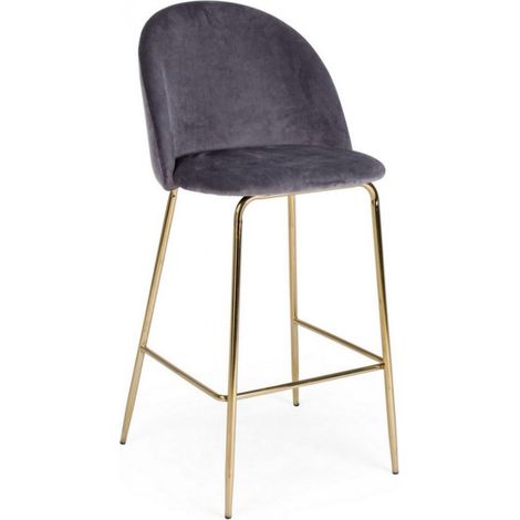 Sgabello design contemporaneo Bar Carry velluto grigio scuro (1/5)