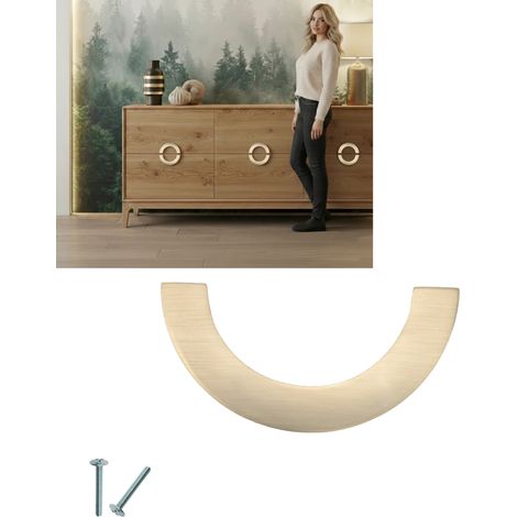 Tirador de mueble moderno dorado Cosmo, tamaño 96 (1/5)