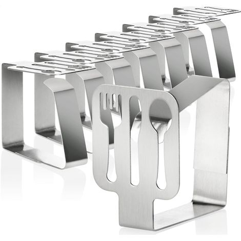 8X Pince à nappe, Acier inoxydable, Résistant au vent, Épaisseur 3 cm, Intérieur et extérieur (1/5)