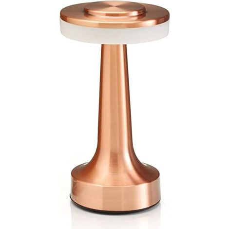 QAZQA Lampe de table LED rechargeable sans fil à contrôle tactile, parfaite pour les tables de chevet, les hôtels et les restaurants, cuivre (1/5)
