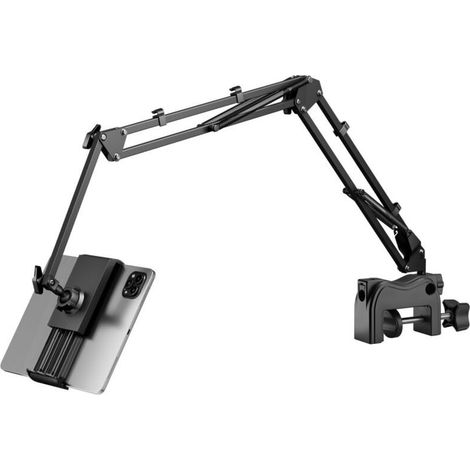 Support de tablette pour lit - Support rotatif à 360 degrés avec bras en aluminium stable pour iPad, tablettes, téléphones ou appareils avec écran de 4,5 à 12,9 pouces