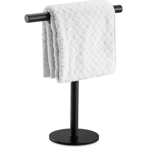Wall-mounted T-shaped towel rack in SUS304 stainless steel, matte black, for bathroom (1/2)