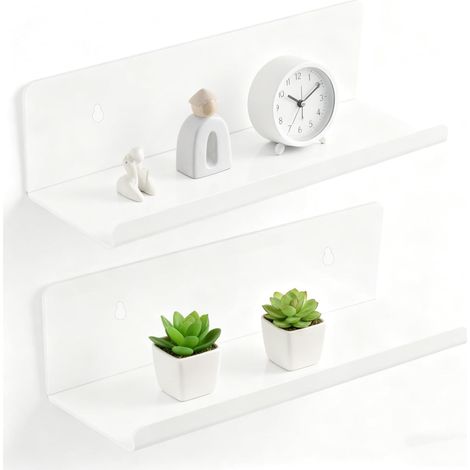 Lot de 2 Étagère Murale Blanche, 20cm, pour Cuisine, Bureau, Salon  Etagère Murale,Petite Etagere Murale,Mensole da Muro,Tablette Murale,Étagère Flottante,pour Salle de Bain,Chambre à Coucher (1/5)