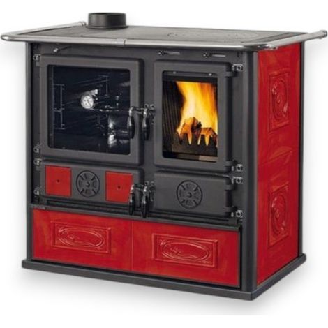 Termocucina a legna 15.5 Kw in acciaio e ghisa 101.7x66.2x85.2 cm bordeaux Nordica (1/5)