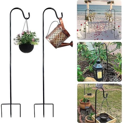 Crochet de Berger, 81,5 cm Crochets de Jardin avec Base à 3 Griffes, RéGlables en Hauteur Lanterne Support, pour Panier à Fleurs, Mangeoire à Oiseaux, DéCoration, 2 PièCes (1/4)