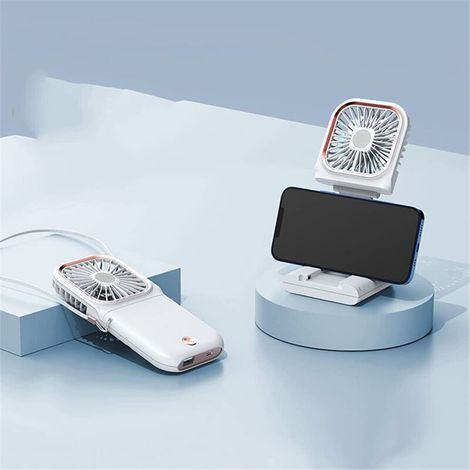 Ventilateur personnel, ventilateur de bureau USB pliable, mini ventilateur de cou portable, blanc (1/4)