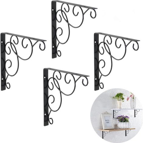 Lntyq Stück Wandregalhalterungen, 20 cm x 20 cm Metall-Wandregalstütze, dreieckige Halterung für Küche, Werkstatt, Geschäft (schwarz) (1/3)
